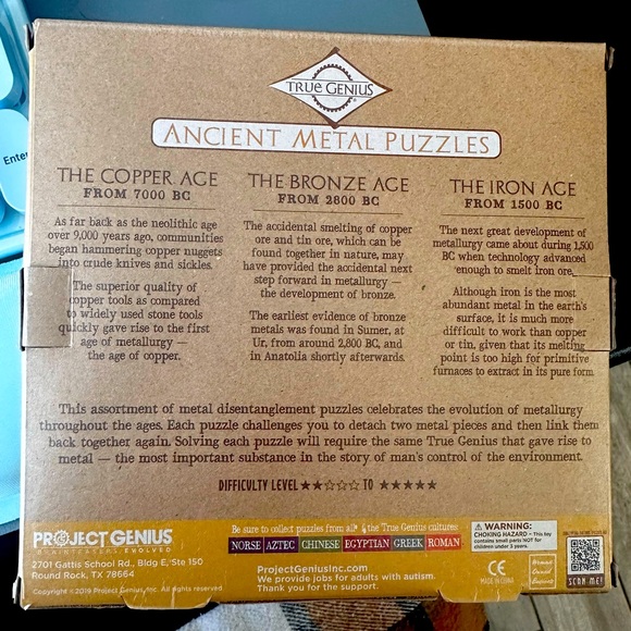 Project Genius Ancient Metal Puzzles 12 pieces - Brain Teasers 3D Puzzles 🧠 🧩 - Picture 2 of 2